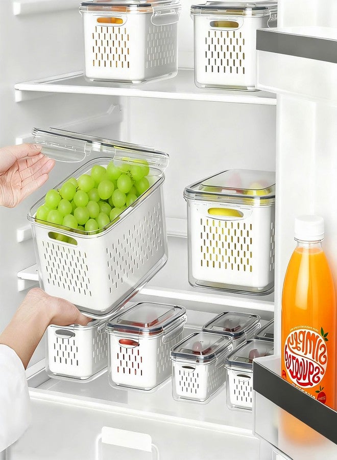 KUK 5 Pack Fruit Storage Containers for Fridge, Leakproof Food Storage Containers with Removable Colander, Fruit Containers for Fridge BPA Free Produce Containers Keep Vegetables Berry Meat Fresh Longer - Image 4